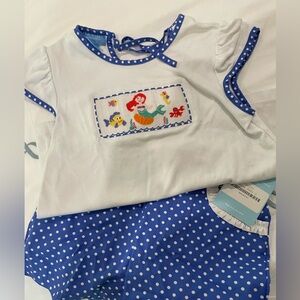 White and Blue Polka Dot Mermaid Outfit